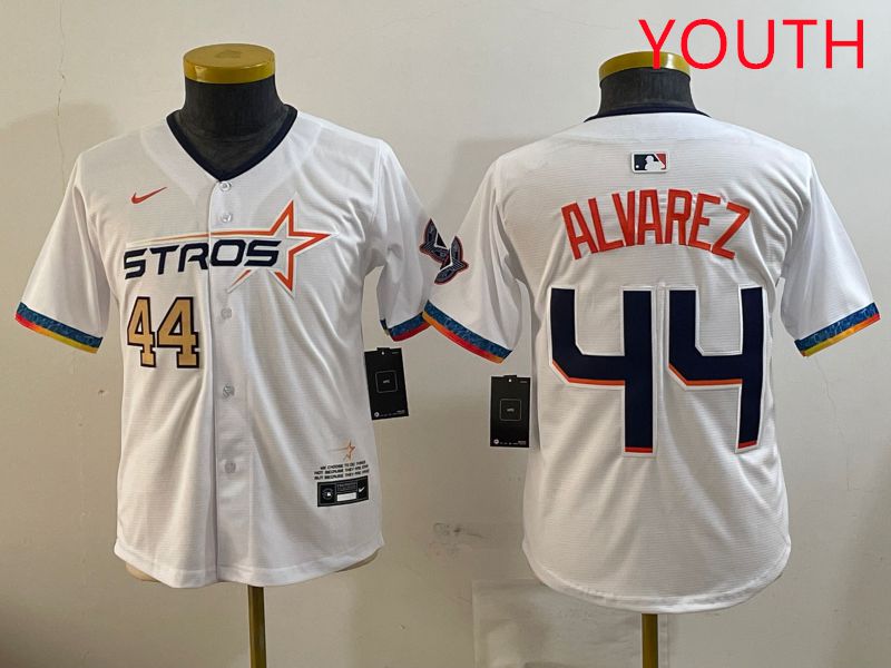 Youth Houston Astros #44 Alvarez White Fourth generation Joint Name 2025 Nike MLB Jersey style 2